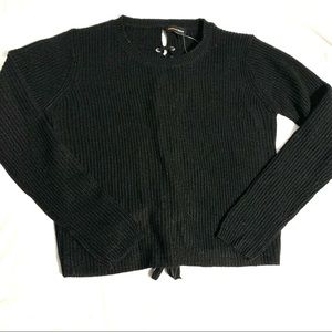 Black Knit Sweater with Tie Down Back Medium